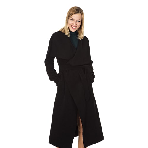 Women Black Longline Trench Coat